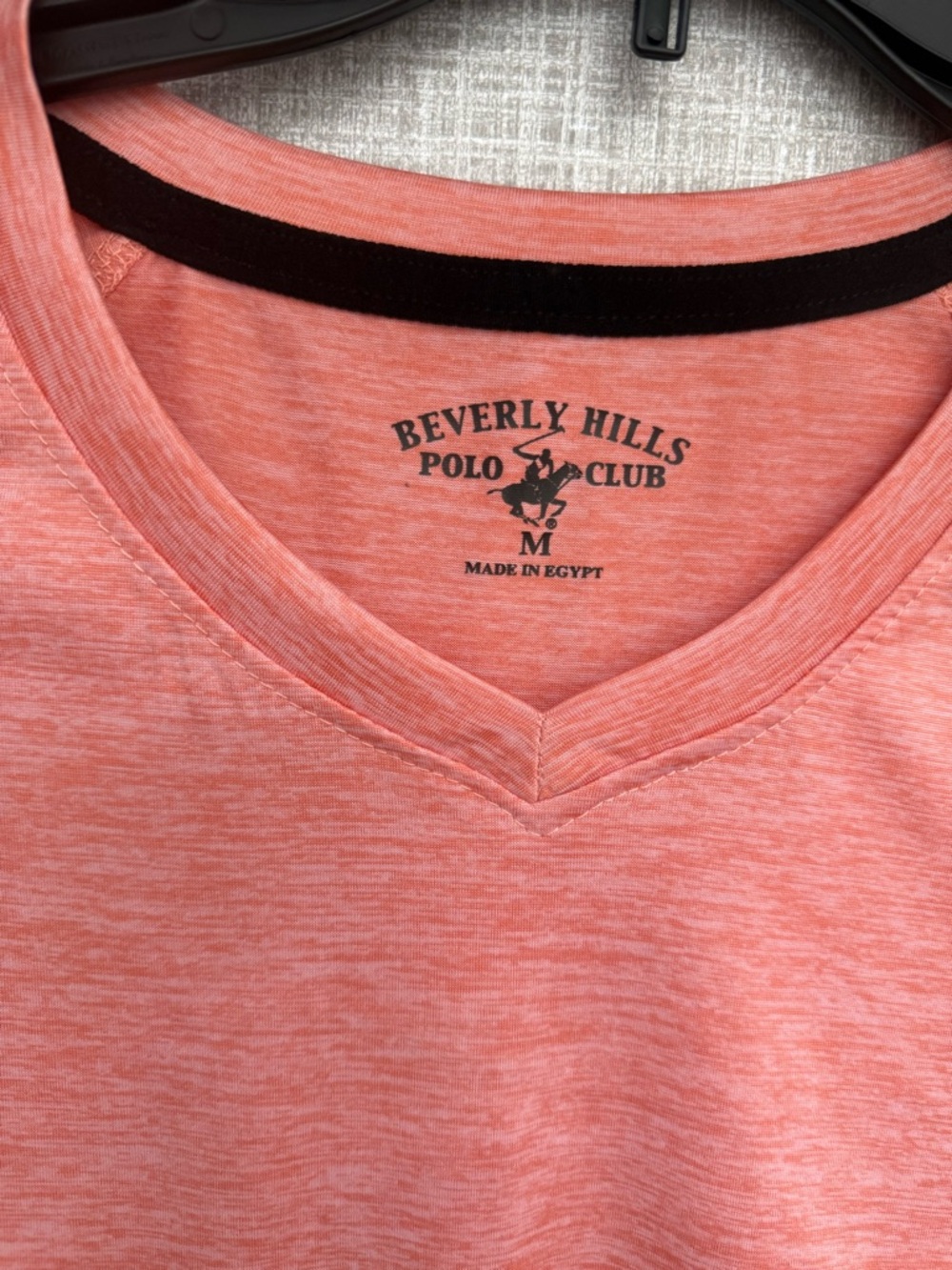 Beverly Hills Polo Club Women's Heather Coral V-Neck Short Sleeve Tee - Picture 2 of 5